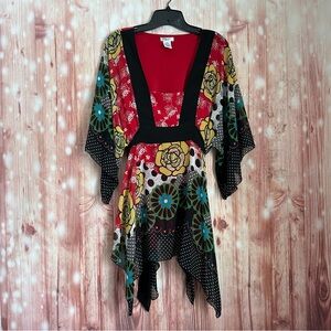 Vintage 90’s BISOU BISOU Maternity Kimono Sleeve Retro Floral Print Tunic Top